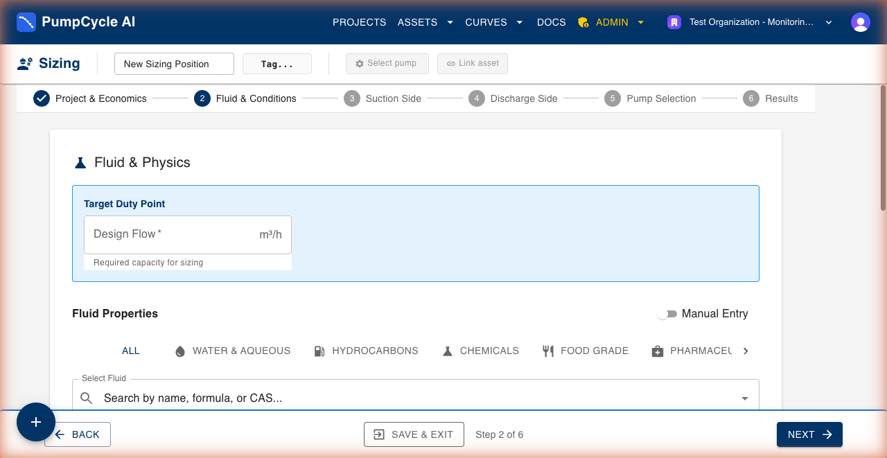 Pump Sizing Engine screenshot